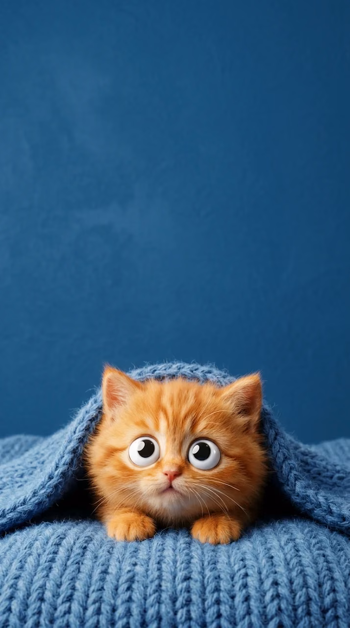 Download Close-up 3D Render of a Fluffy Orange Cat Peeking Under a Blue Blanket Wallpaper in Mobile HD Close-up 3D Render of a Fluffy Orange Cat Peeking Under a Blue Blanket - Free Mobile AMOLED Wallpaper Background