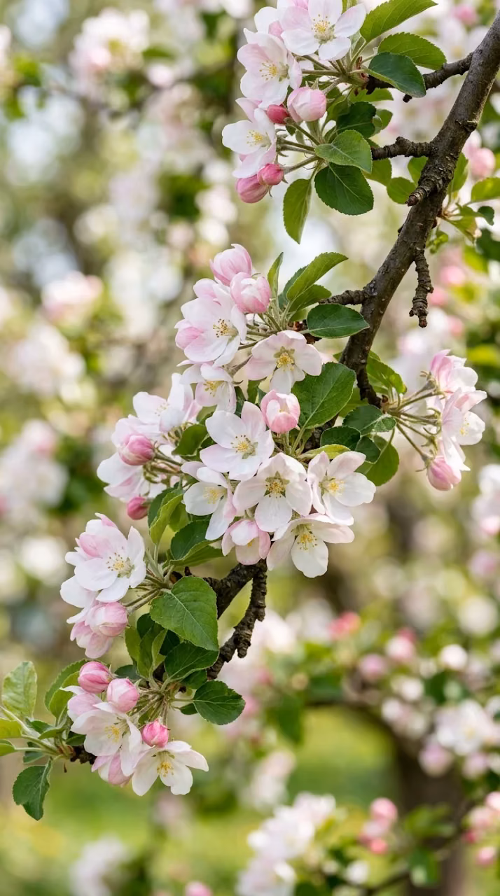 Download Close-Up of Apple Tree Blossoms with Spring Bokeh Wallpaper in Mobile HD Close-Up of Apple Tree Blossoms with Spring Bokeh - Free Mobile AMOLED Wallpaper Background