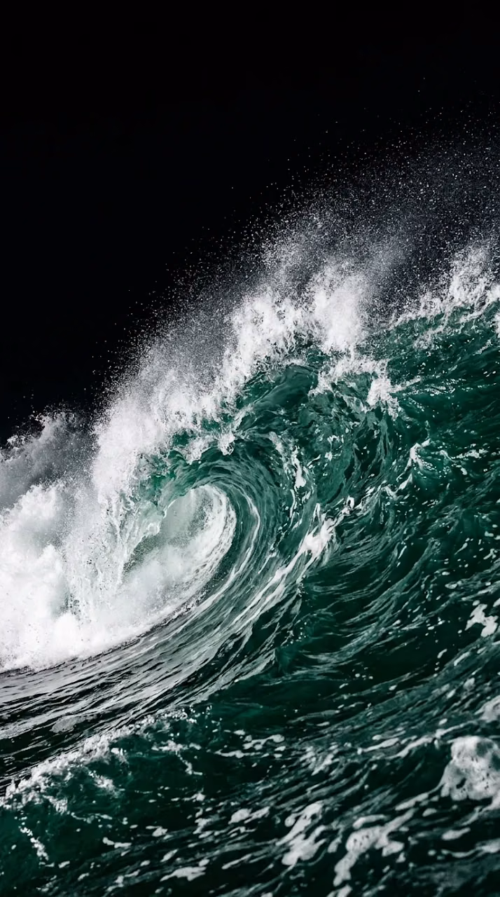 Close-up of a Dark Emerald Ocean Wave Cresting with White Spray - Free Mobile AMOLED Wallpaper Background