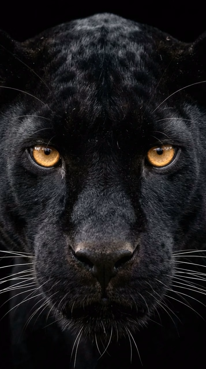 Close Up Portrait of Black Panther in Dark Shadow - Free Mobile AMOLED Wallpaper Background