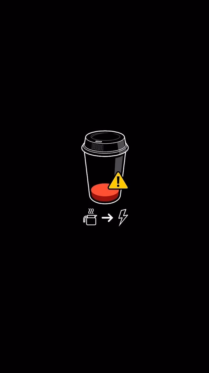 Coffee Cup with Warning Symbol on Black - Free Mobile AMOLED Wallpaper Background