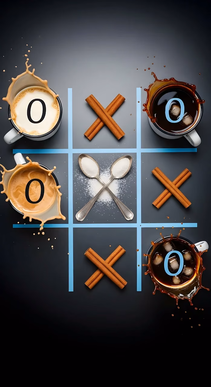 Coffee Noughts and Crosses Food Art Concept - Free Mobile AMOLED Wallpaper Background
