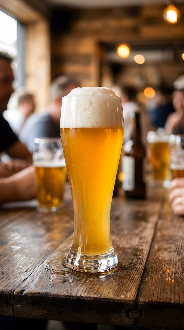Cold Glass of Beer in a Cozy Pub - Free Mobile AMOLED Wallpaper Background