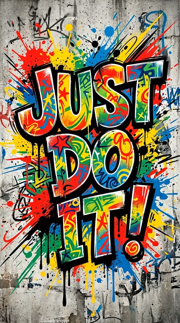 Download Colorful Graffiti Style Typography of Slogan Just Do It! Wallpaper in Mobile HD Colorful Graffiti Style Typography of Slogan Just Do It! - Free Mobile AMOLED Wallpaper Background