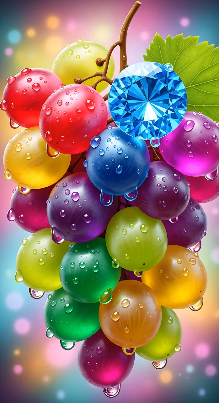 Download Colorful Grapes with Blue Diamond Gemstone Wallpaper in Mobile HD Colorful Grapes with Blue Diamond Gemstone - Free Mobile AMOLED Wallpaper Background