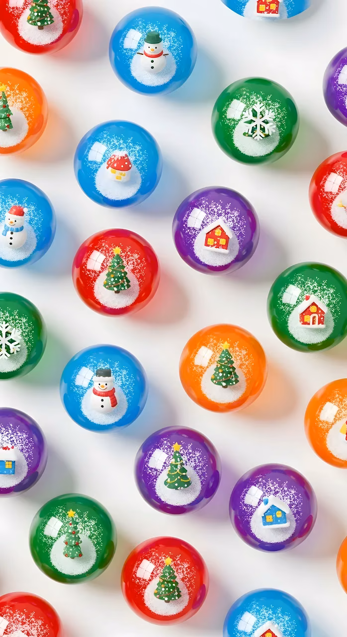 Download Colorful Miniature Snow Globe Ornaments Pattern Wallpaper in Mobile HD Colorful Miniature Snow Globe Ornaments Pattern - Free Mobile AMOLED Wallpaper Background