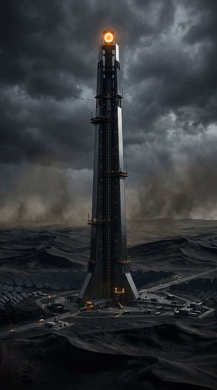 Download Colossal Solar Tower in Black Desert Dunes Wallpaper Wallpaper in Mobile HD Colossal Solar Tower in Black Desert Dunes Wallpaper - Free Mobile AMOLED Wallpaper Background