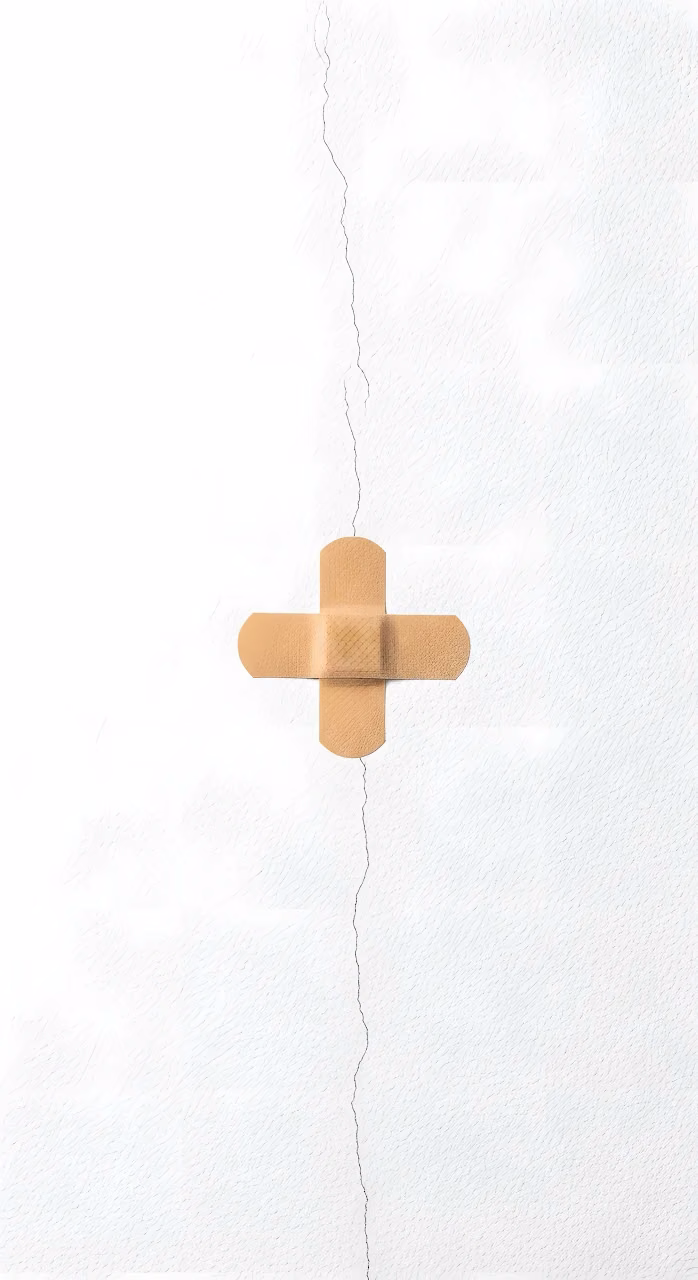 Conceptual Minimalist Band Aid Cross Cracked Wall - Free Mobile AMOLED Wallpaper Background