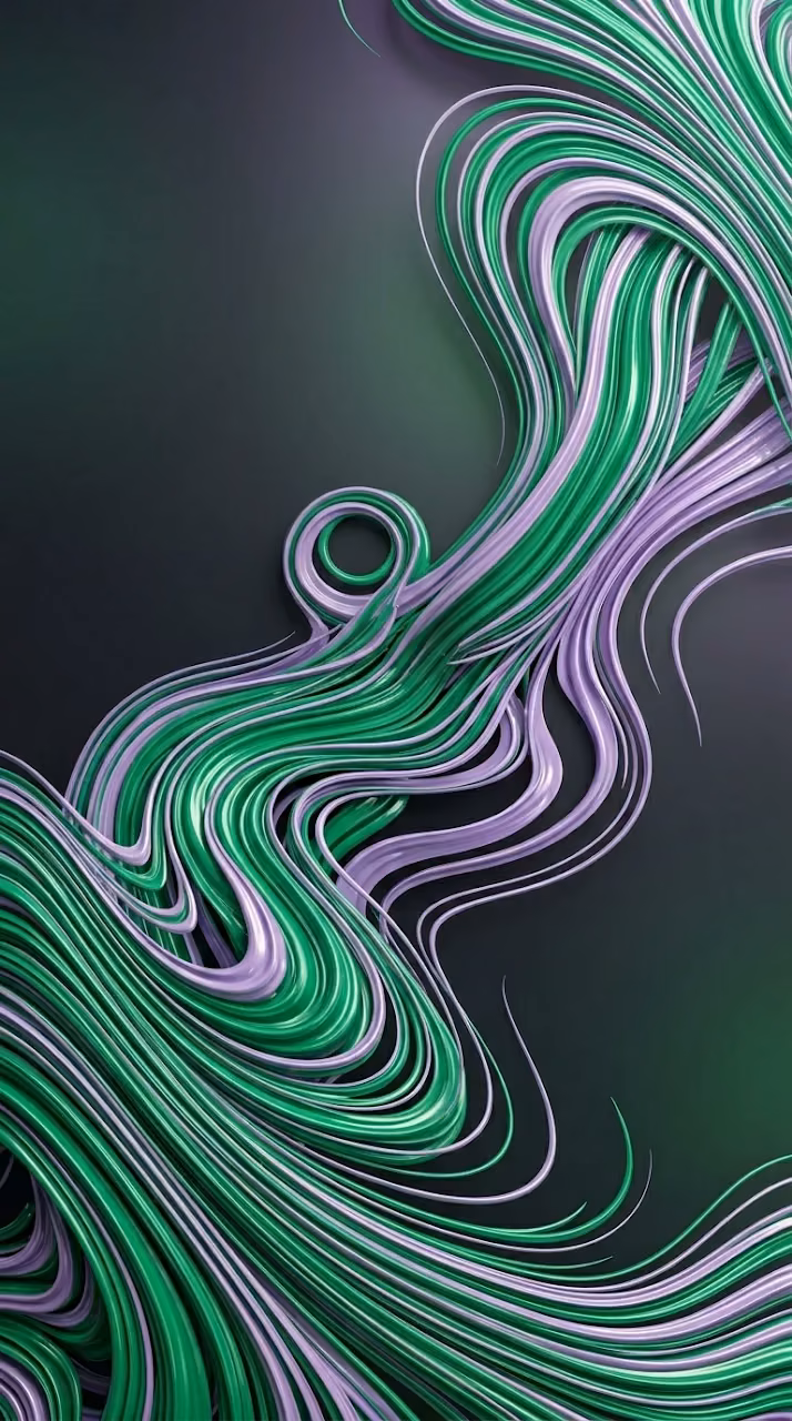 Download Contemporary Abstract with Emerald Green and Lavender Fluid Lines Wallpaper in Mobile HD Contemporary Abstract with Emerald Green and Lavender Fluid Lines - Free Mobile AMOLED Wallpaper Background