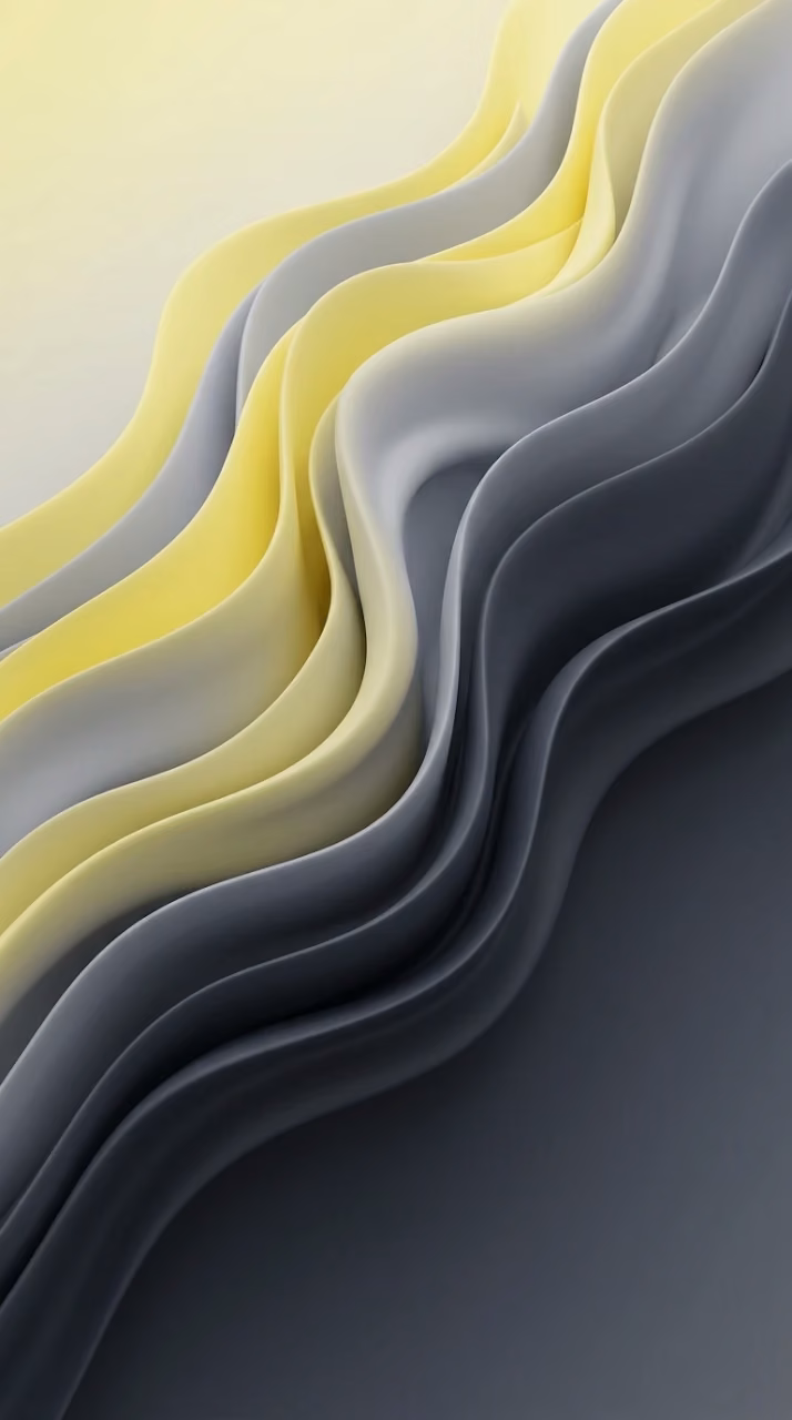 Contemporary Abstract Waves in Yellow and Gray Gradients - Free Mobile AMOLED Wallpaper Background