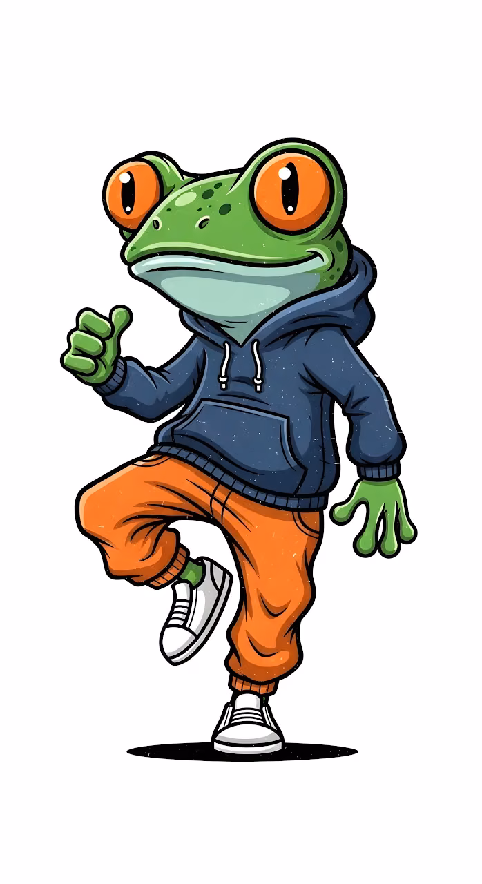 Cool Cartoon Frog in Hoodie and Streetwear Clothes - Free Mobile AMOLED Wallpaper Background