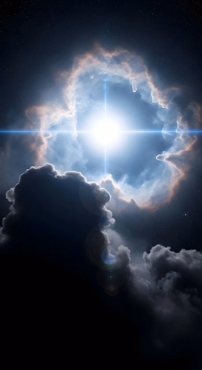 Cosmic Eye Nebula with Bright Central Starburst - Free Mobile AMOLED Wallpaper Background