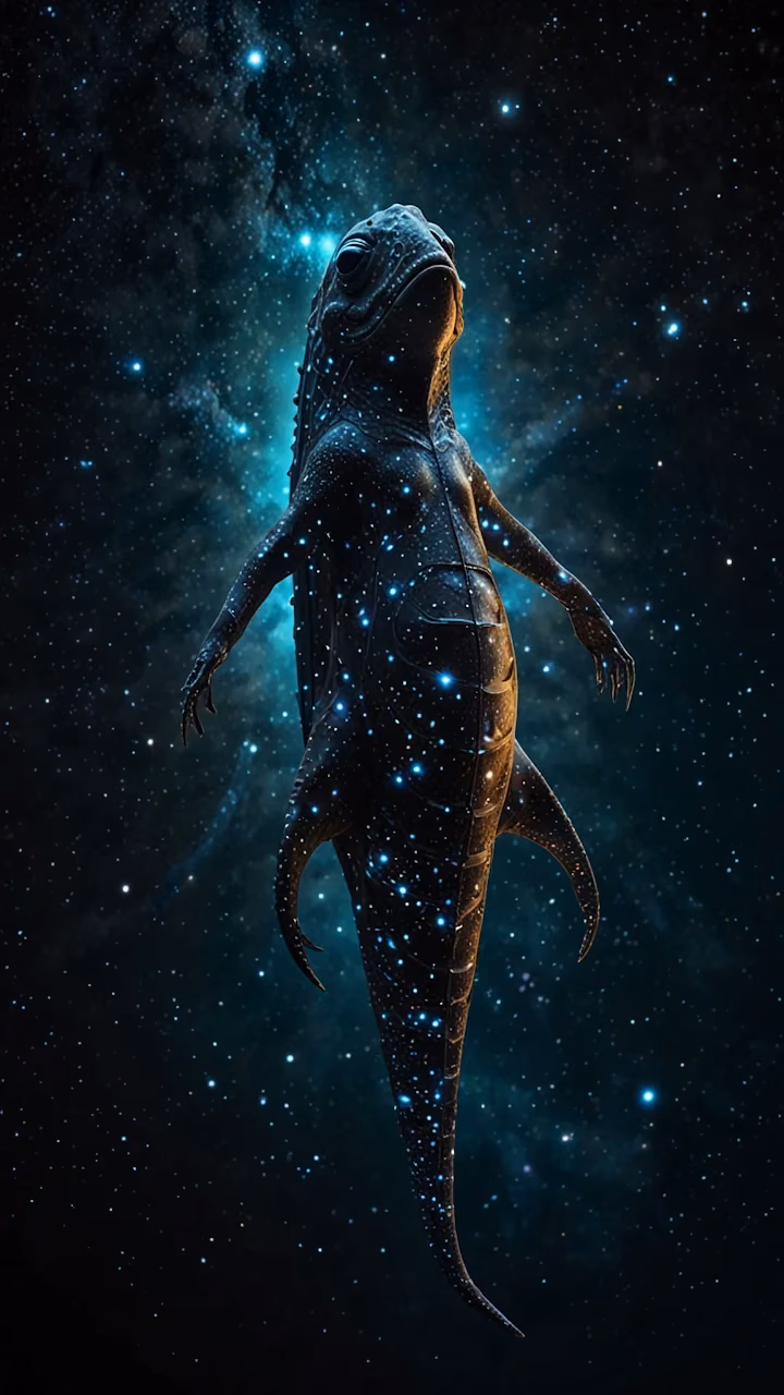 Download Cosmic lizard floats among stars in deep space nebula Wallpaper in Mobile HD Cosmic lizard floats among stars in deep space nebula - Free Mobile AMOLED Wallpaper Background