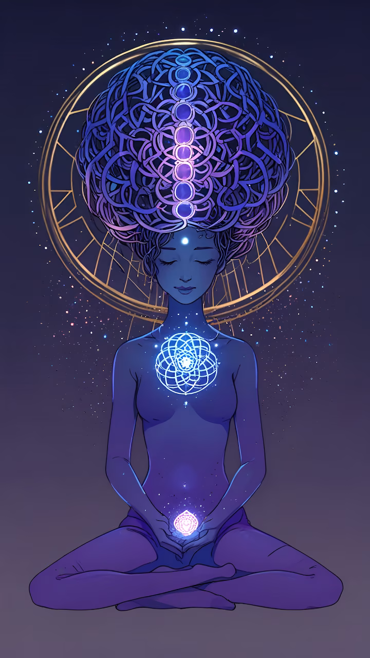 Download Cosmic Meditation Woman Sacred Geometry Mandala Wallpaper in Mobile HD Cosmic Meditation Woman Sacred Geometry Mandala - Free Mobile AMOLED Wallpaper Background