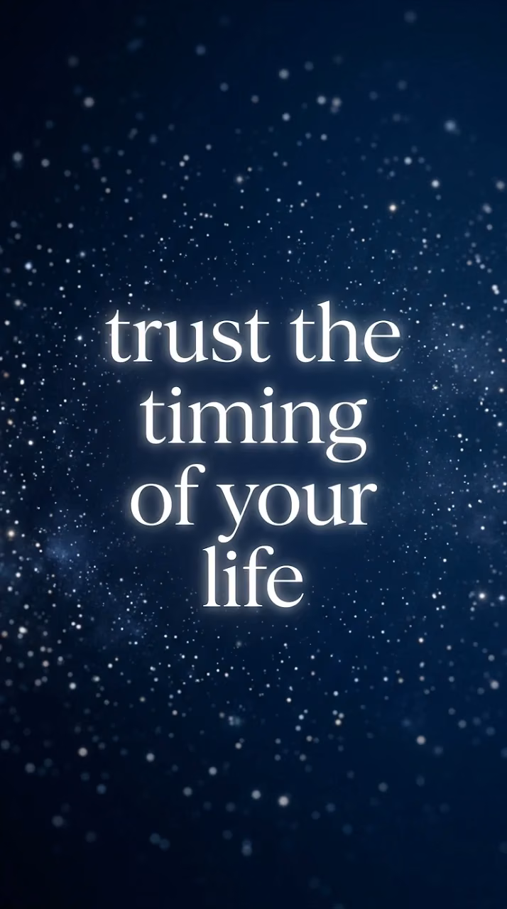 Cosmic Midnight Blue Trust The Timing Typography Background - Free Mobile AMOLED Wallpaper Background