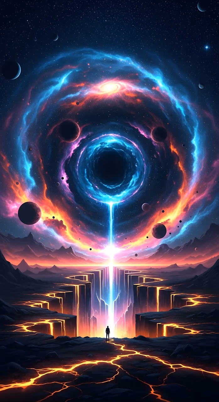 Download Cosmic Portal Beam over Glowing Cracked Earth Wallpaper in Mobile HD Cosmic Portal Beam over Glowing Cracked Earth - Free Mobile AMOLED Wallpaper Background