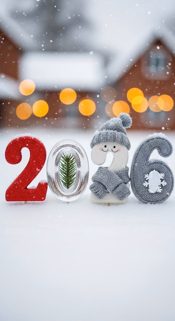 Creative 2026 Typography of Mixed Textures in Snowfall - Free Mobile AMOLED Wallpaper Background