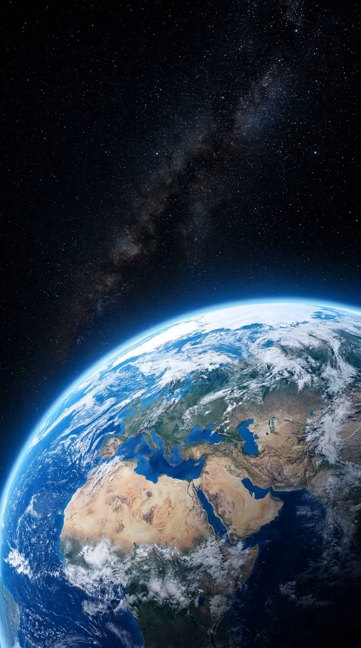 Curvature of Planet Earth from Orbit with Deep Space - Free Mobile AMOLED Wallpaper Background