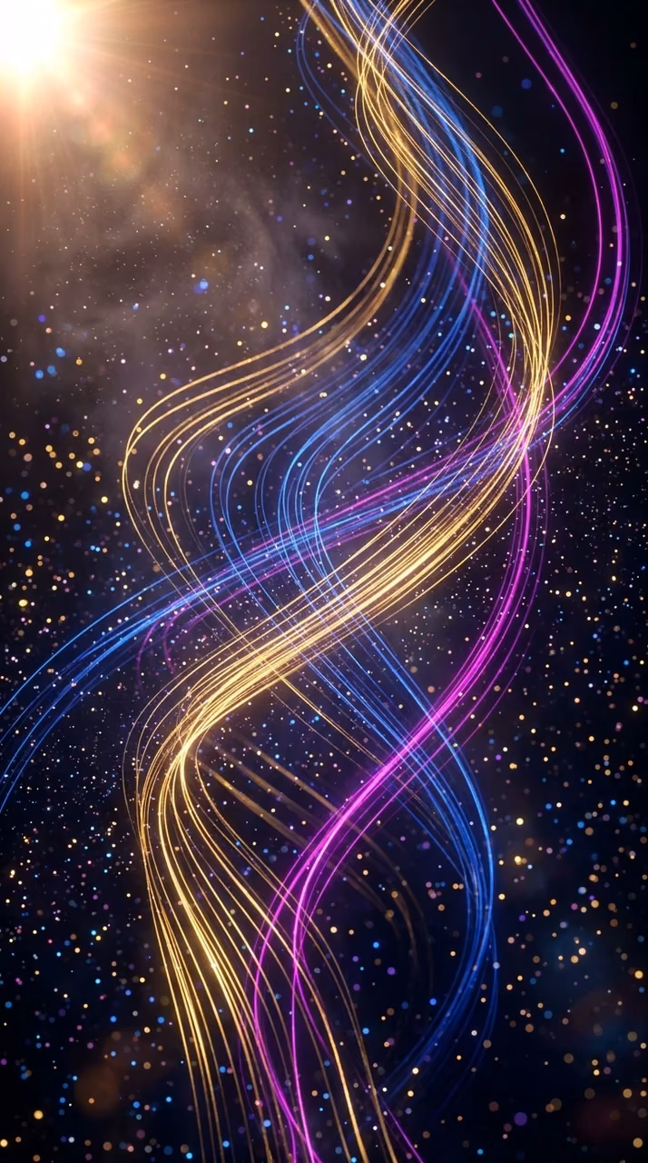 Download Curving Neon Fiber Optic Light Trails with Shimmering Colorful Bokeh Wallpaper in Mobile HD Curving Neon Fiber Optic Light Trails with Shimmering Colorful Bokeh - Free Mobile AMOLED Wallpaper Background