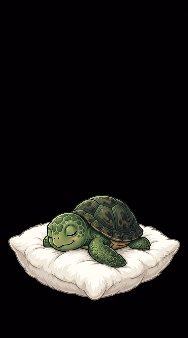 Download Cute Cartoon Turtle Sleeping Comfortably on a Soft White Pillow Wallpaper in Mobile HD Cute Cartoon Turtle Sleeping Comfortably on a Soft White Pillow - Free Mobile AMOLED Wallpaper Background
