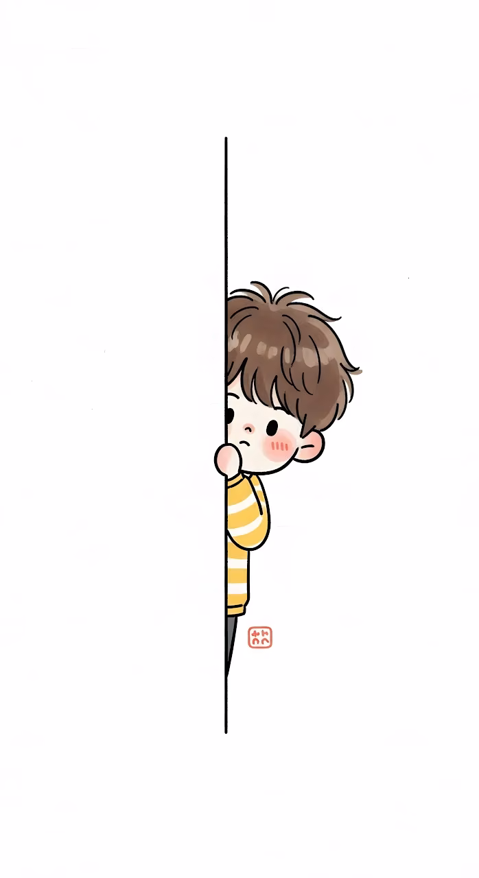 Download Cute Chibi Boy Peeking Minimalist Cartoon Illustration Wallpaper in Mobile HD Cute Chibi Boy Peeking Minimalist Cartoon Illustration - Free Mobile AMOLED Wallpaper Background