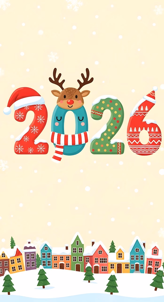 Download Cute Christmas 2026 Greeting Card with Reindeer Zero Wallpaper in Mobile HD Cute Christmas 2026 Greeting Card with Reindeer Zero - Free Mobile AMOLED Wallpaper Background