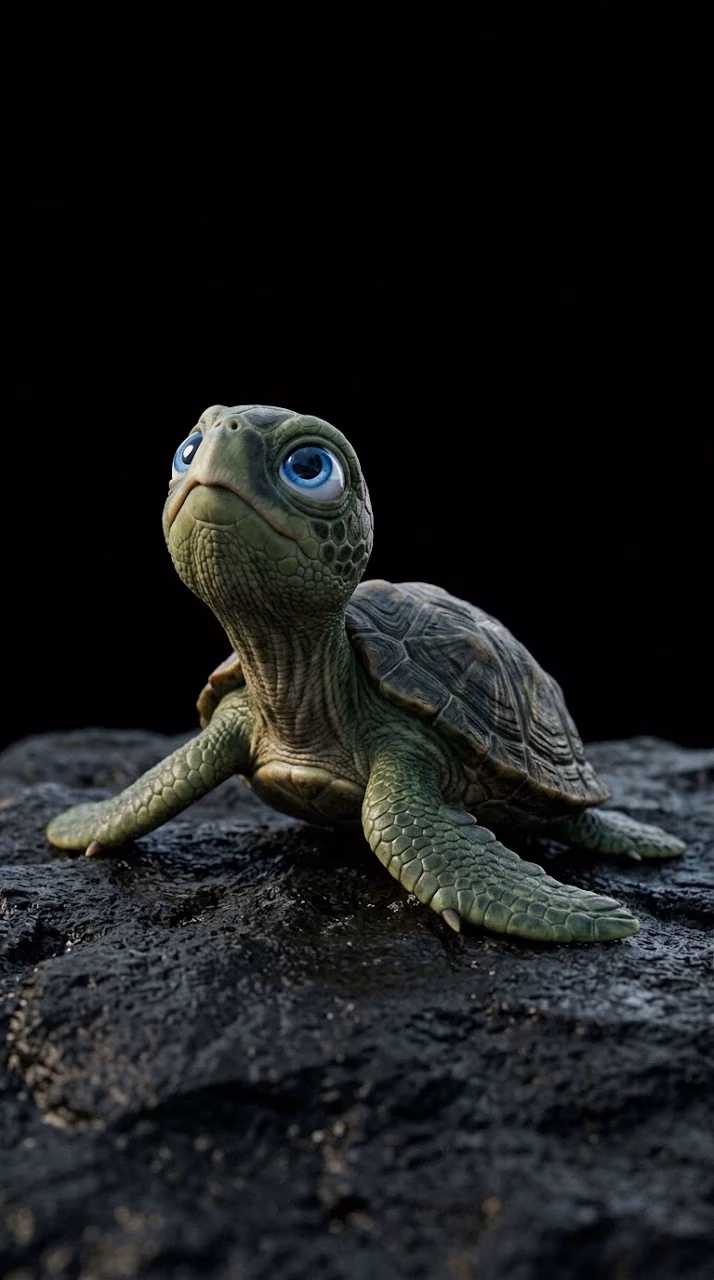 Download Cute Stylized 3D Green Sea Turtle Character with Large Blue Eyes Wallpaper in Mobile HD Cute Stylized 3D Green Sea Turtle Character with Large Blue Eyes - Free Mobile AMOLED Wallpaper Background