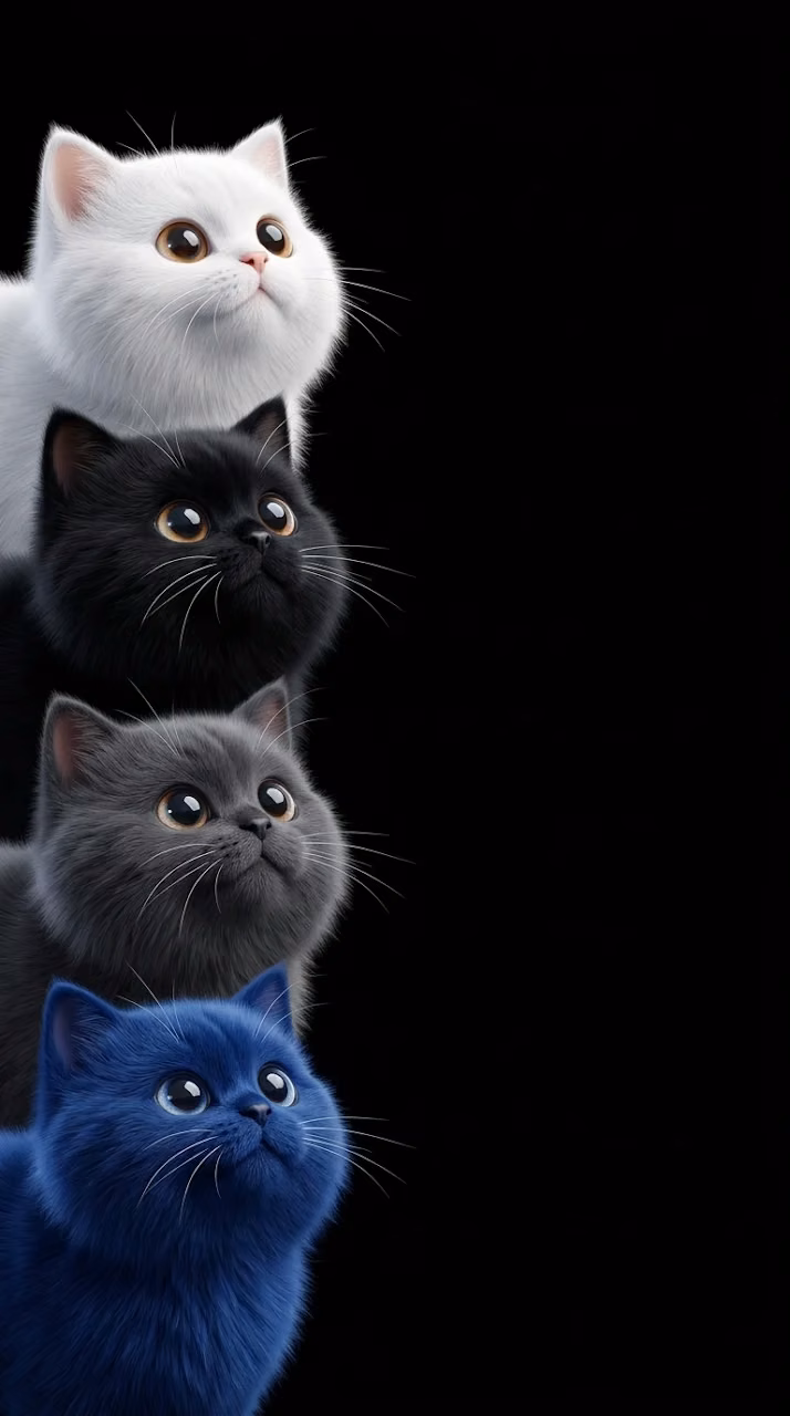 Download Cute Stylized Stacked Cats Dark AMOLED Mobile Wallpaper Wallpaper in Mobile HD Cute Stylized Stacked Cats Dark AMOLED Mobile Wallpaper - Free Mobile AMOLED Wallpaper Background