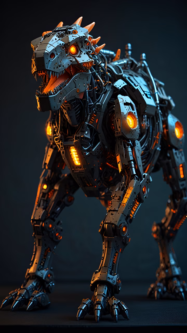 Download Cybernetic Predator Mecha Dinosaur Robot 3D Rendering Wallpaper in Mobile HD Cybernetic Predator Mecha Dinosaur Robot 3D Rendering - Free Mobile AMOLED Wallpaper Background