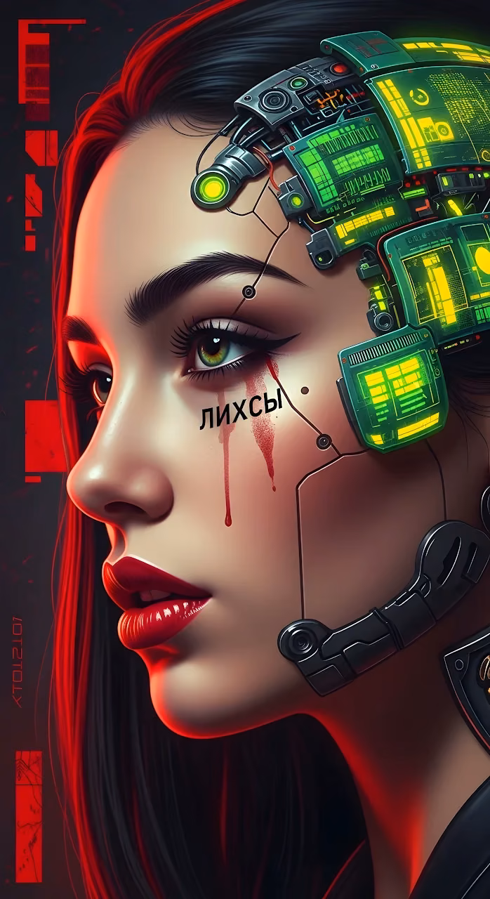 Download Cyberpunk Female Cyborg Portrait with Neon Green Circuits Wallpaper in Mobile HD Cyberpunk Female Cyborg Portrait with Neon Green Circuits - Free Mobile AMOLED Wallpaper Background