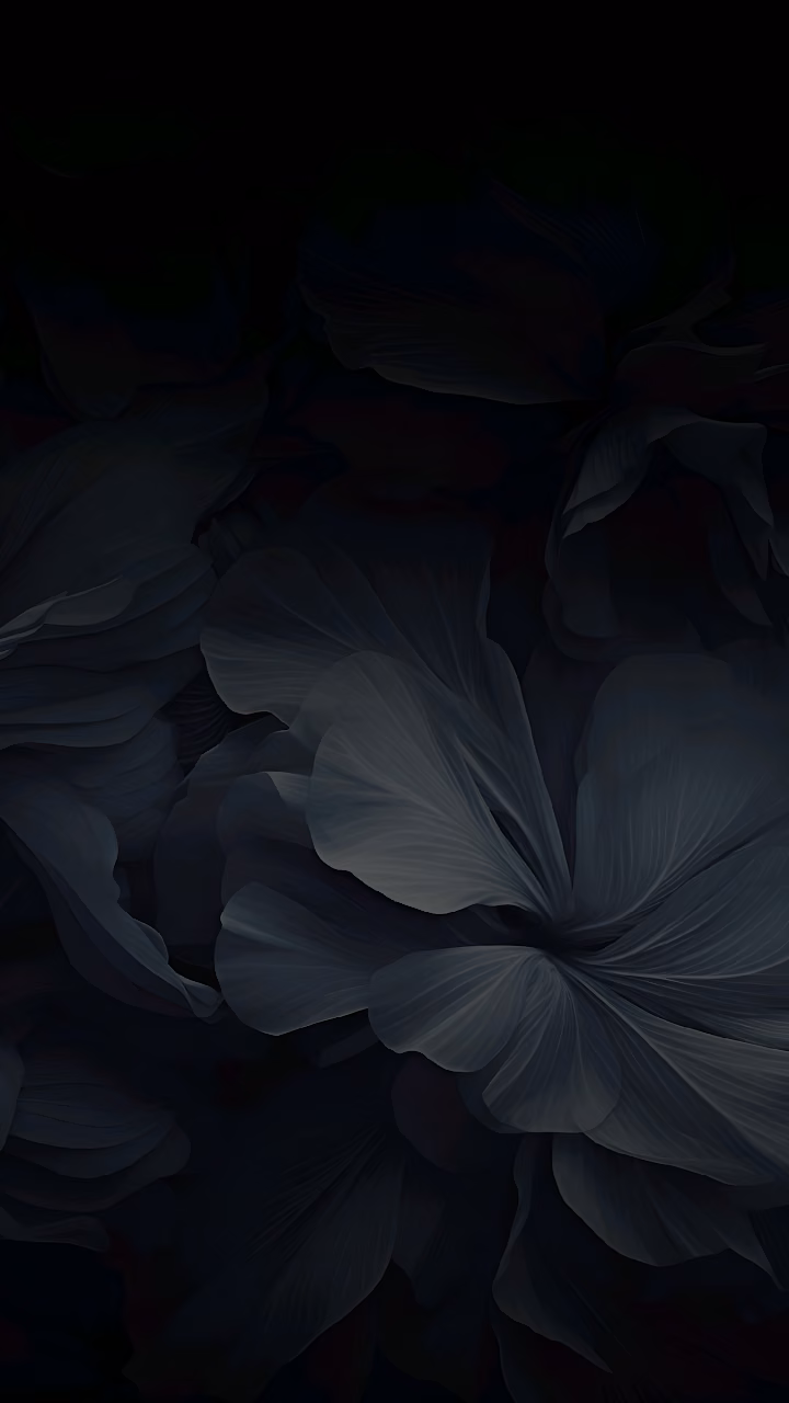 Dark Abstract Floral Pattern in Moody Monochrome - Free Mobile AMOLED Wallpaper Background