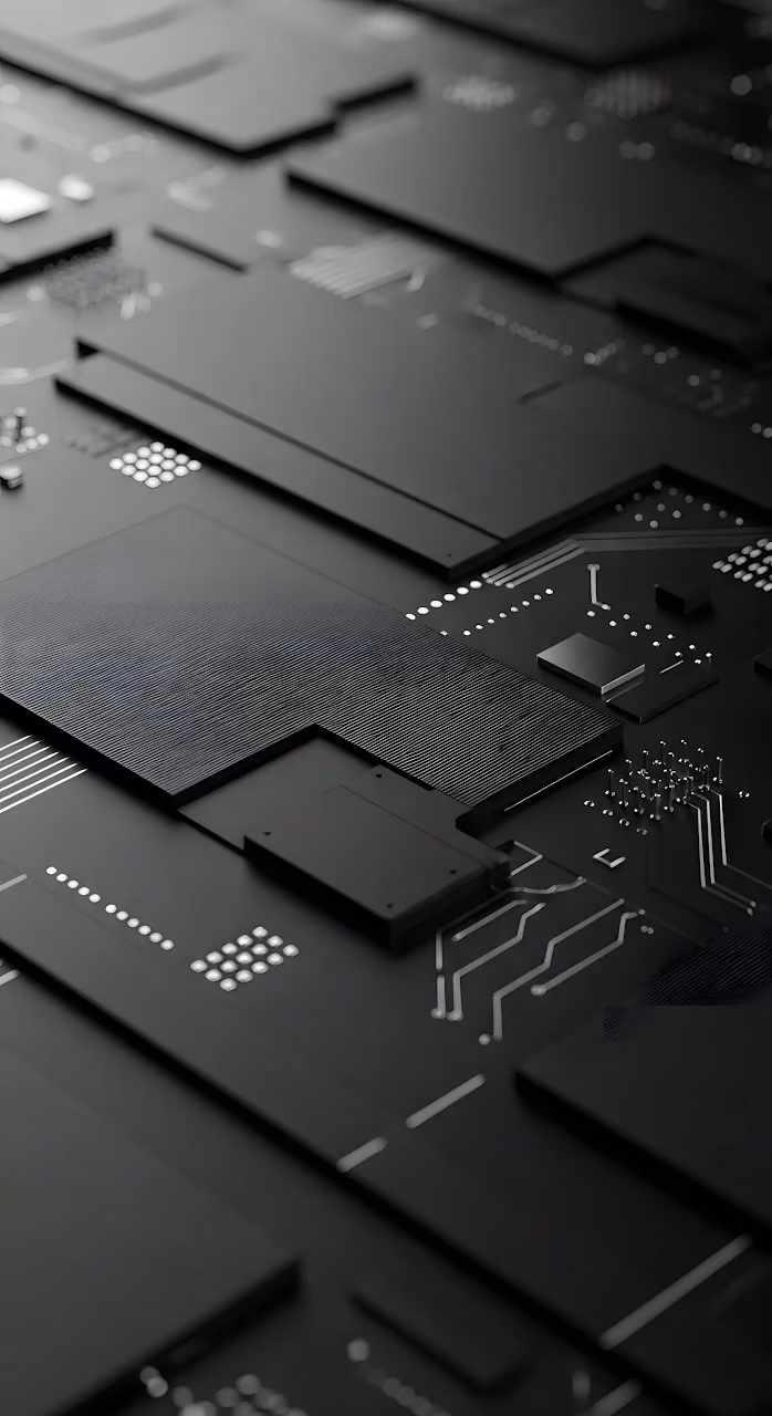 Dark Minimalist Microchip Circuit Board Technology Detail - Free Mobile AMOLED Wallpaper Background