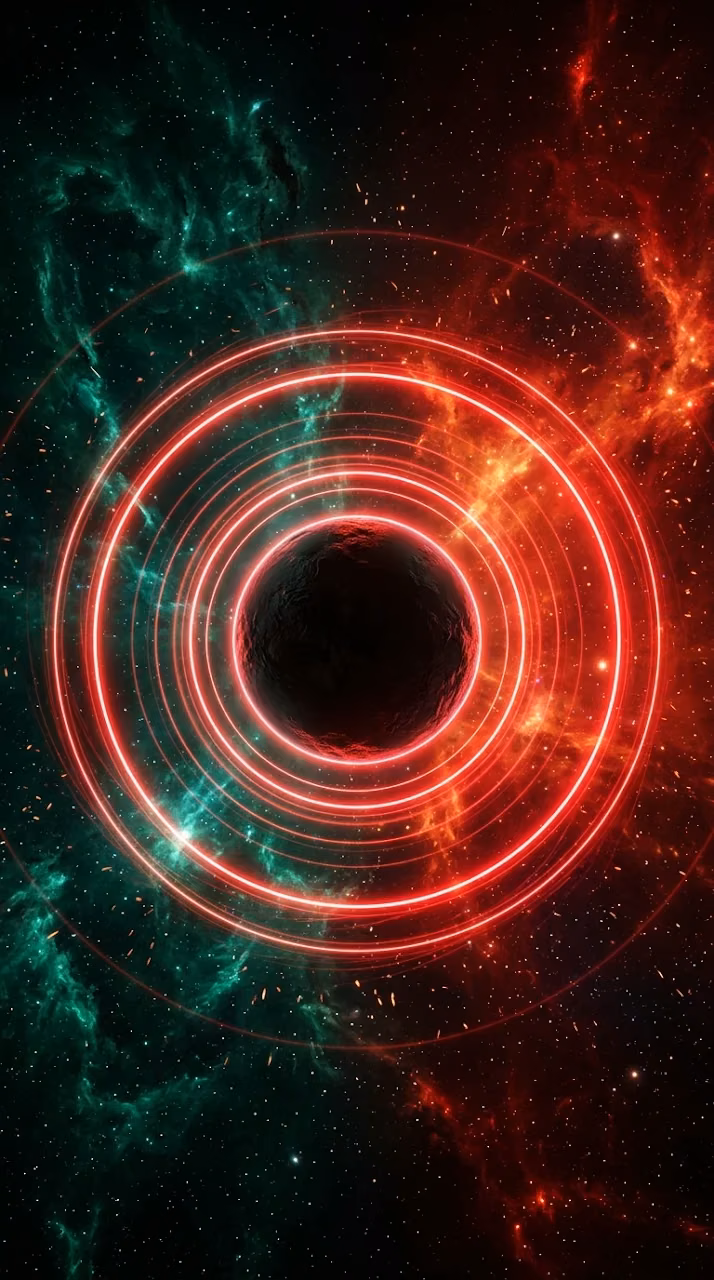 Download Dark Planet Silhouette Framed by Red Neon Rings and Nebula Wallpaper in Mobile HD Dark Planet Silhouette Framed by Red Neon Rings and Nebula - Free Mobile AMOLED Wallpaper Background