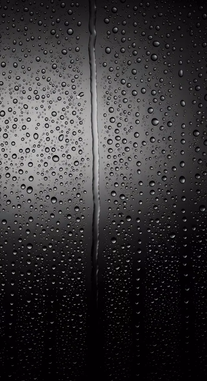 Dark Rain Covered Window Pane Water Stream Grayscale - Free Mobile AMOLED Wallpaper Background