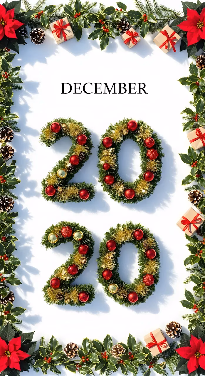 Download December 2020 Festive Calendar Wreath Typography Wallpaper in Mobile HD December 2020 Festive Calendar Wreath Typography - Free Mobile AMOLED Wallpaper Background