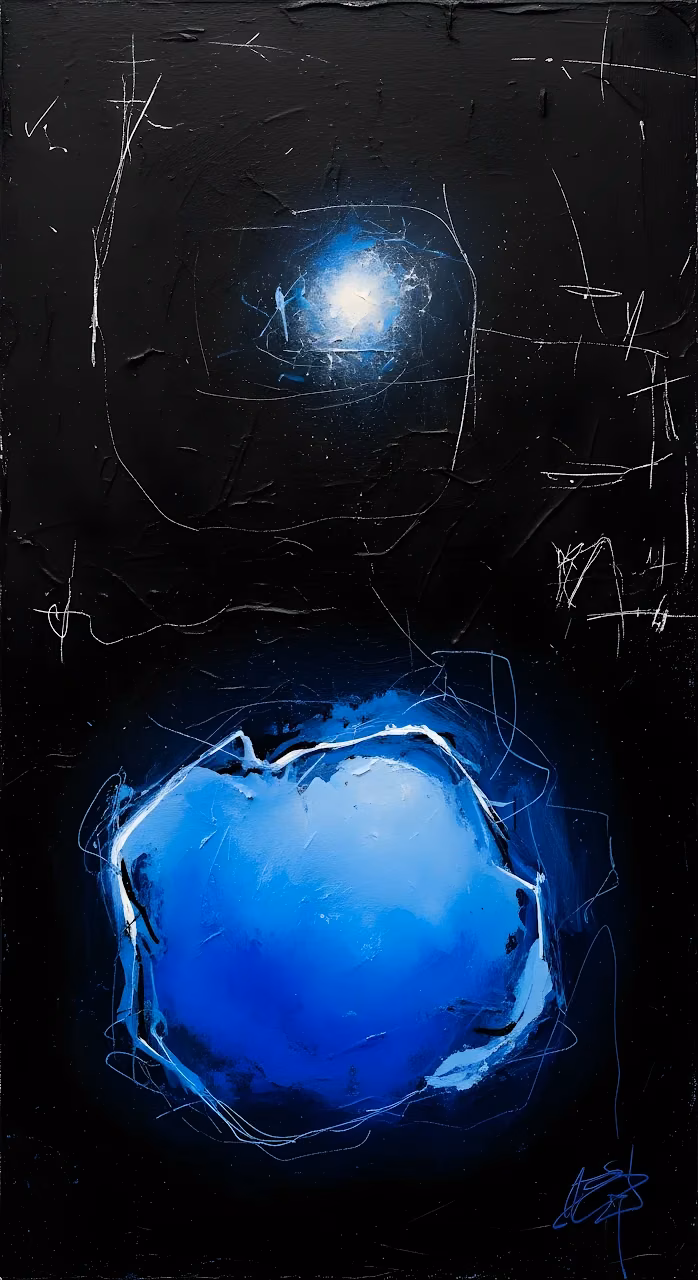 Download Deep Blue Void Abstract Oil Painting on Black Canvas Wallpaper in Mobile HD Deep Blue Void Abstract Oil Painting on Black Canvas - Free Mobile AMOLED Wallpaper Background
