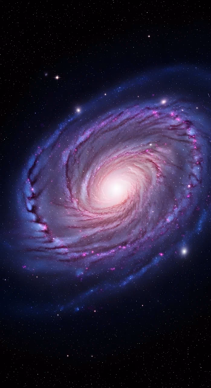 Deep Space Spiral Galaxy with Pink and Purple Nebula - Free Mobile AMOLED Wallpaper Background