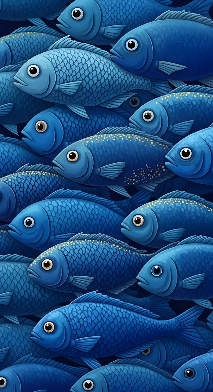 Dense Blue School of Fish Seamless Pattern Art - Free Mobile AMOLED Wallpaper Background