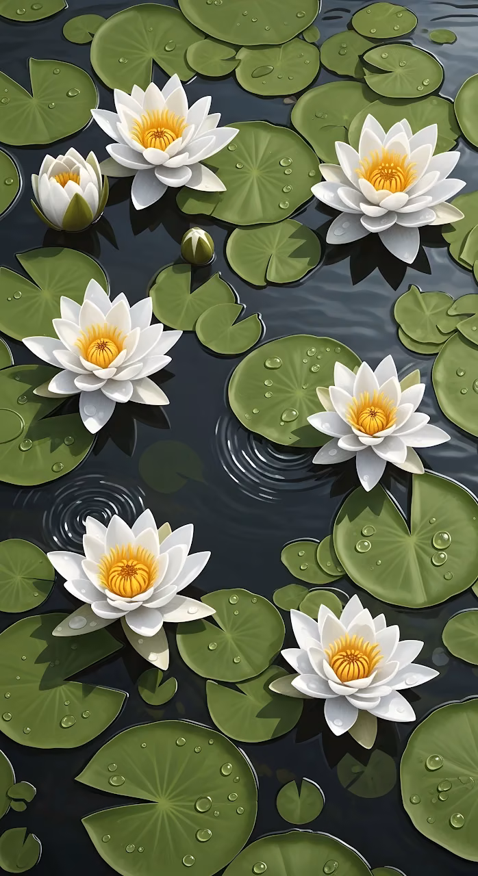 Download Dense Pattern of White Water Lilies on Dark Pond Water Wallpaper in Mobile HD Dense Pattern of White Water Lilies on Dark Pond Water - Free Mobile AMOLED Wallpaper Background