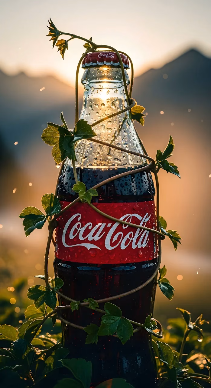 Download Dewy CocaCola Bottle Wrapped in Vine at Sunset Wallpaper in Mobile HD Dewy CocaCola Bottle Wrapped in Vine at Sunset - Free Mobile AMOLED Wallpaper Background