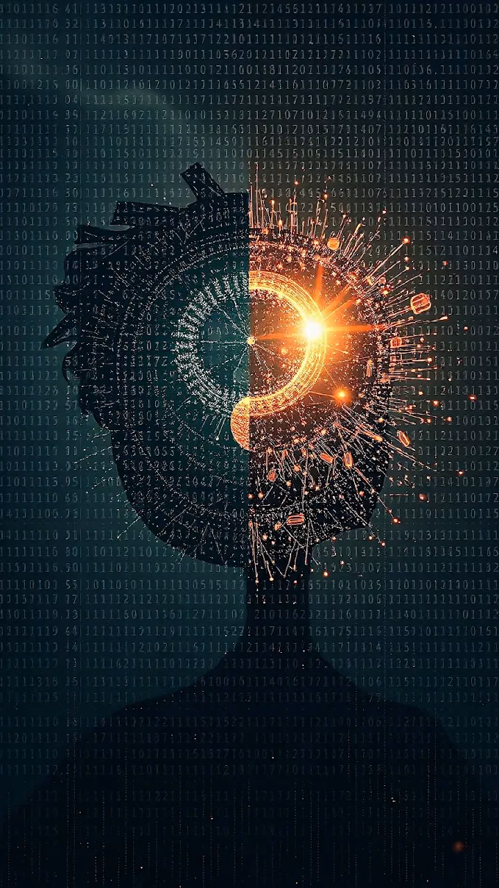 Digital Consciousness and Exploding Binary Code Mind - Free Mobile AMOLED Wallpaper Background