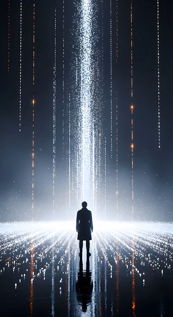 Digital Data Stream Silhouette Binary Code Matrix Concept - Free Mobile AMOLED Wallpaper Background