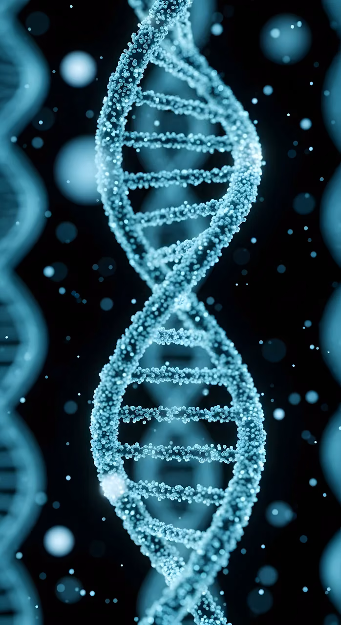 Digital Glowing Blue DNA Double Helix Structure - Free Mobile AMOLED Wallpaper Background