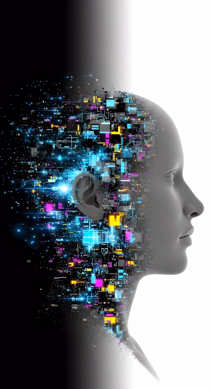 Digital Mind Dissolution - AI Consciousness Concept - Free Mobile AMOLED Wallpaper Background