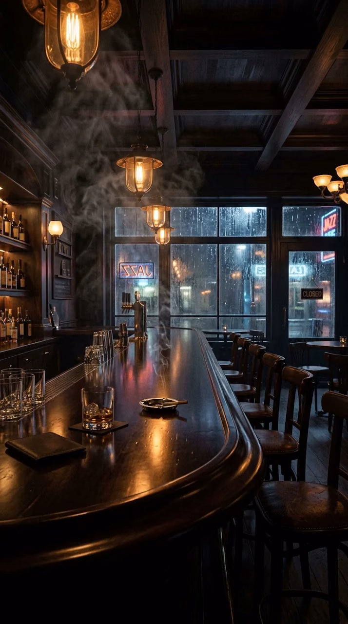 Dim Jazz Bar Interior Night Rain Window Wallpaper - Free Mobile AMOLED Wallpaper Background