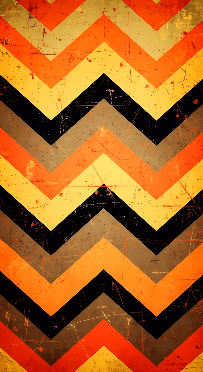 Distressed Retro Chevron Zigzag Pattern in Orange and Black - Free Mobile AMOLED Wallpaper Background