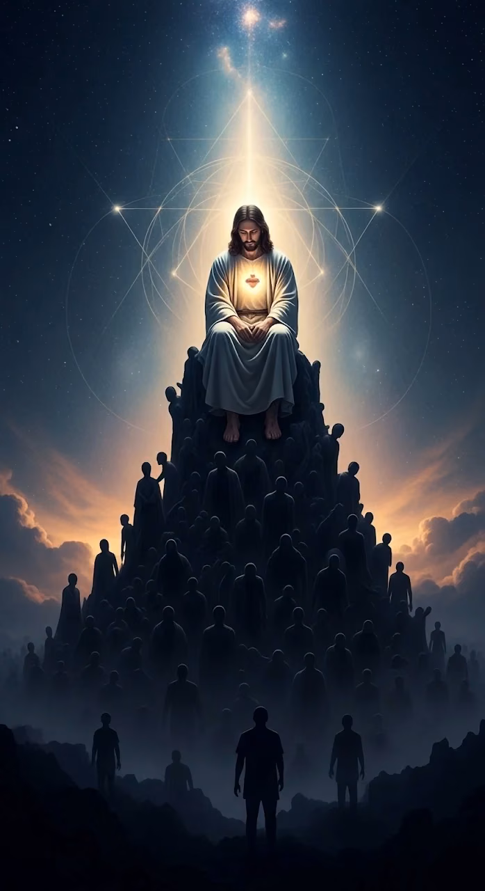 Download Divine Ascension: Jesus Christ Above the Multitude Wallpaper in Mobile HD Divine Ascension: Jesus Christ Above the Multitude - Free Mobile AMOLED Wallpaper Background