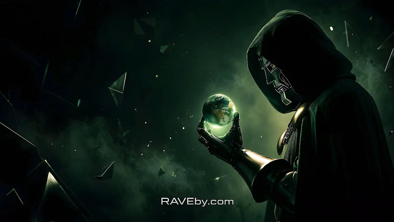 Download Doctor Doom Holding Earth Hologram 4K Wallpaper in 4K UHD Doctor Doom in a hooded cape holding a glowing miniature Earth in his metal gauntlet.