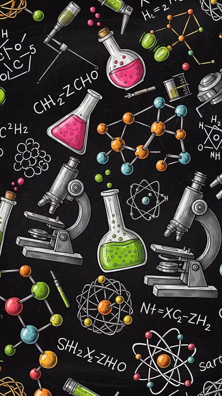 Doodle Pattern of Science and Chemistry Elements - Free Mobile AMOLED Wallpaper Background