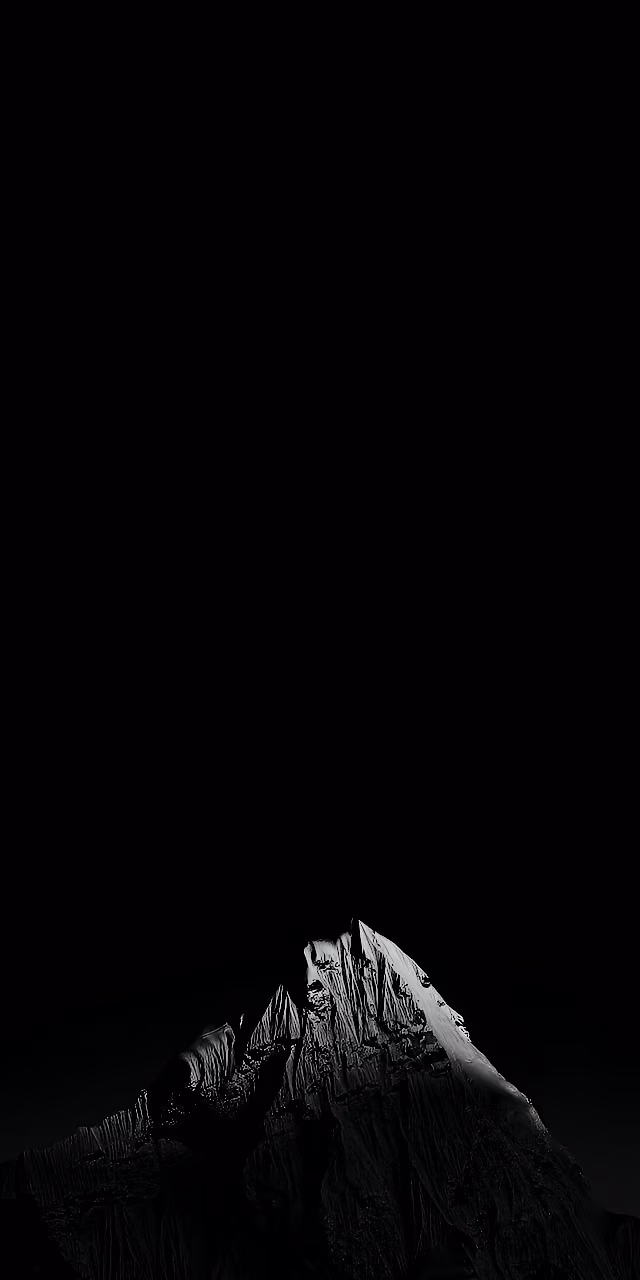 Dramatic Black Minimalist Mountain Peak Snow Dark - Free Mobile AMOLED Wallpaper Background